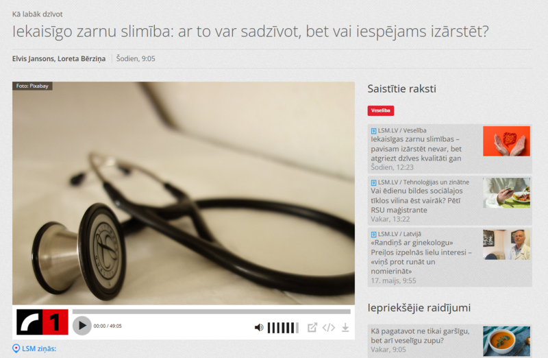 Par iekaisīgo zarnu slimībām raidījumā "Kā labāk dzīvot?"